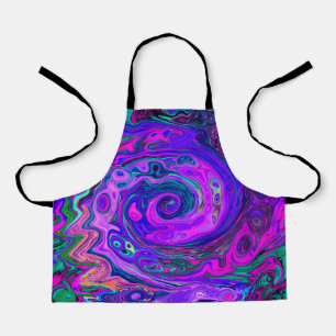 Groovy Abstrakt Retro Magenta und Lila Swirl Schürze