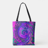 Groovy Abstrakt Retro Magenta und Lila Swirl Tasche (Rückseite)