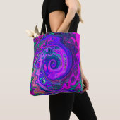 Groovy Abstrakt Retro Magenta und Lila Swirl Tasche (Von Nahem)