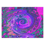 Groovy Abstrakt Retro Magenta und Lila Swirl Tischdecke (Vorderseite (Horizontal))