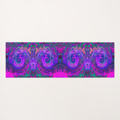 Groovy Abstrakt Retro Magenta und Lila Swirl Yogamatte (Rückseite (Horizontal))