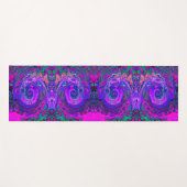 Groovy Abstrakt Retro Magenta und Lila Swirl Yogamatte (Vorderseite (Horizontal))