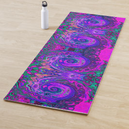 Groovy Abstrakt Retro Magenta und Lila Swirl Yogamatte