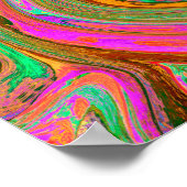 Groovy Abstrakt Retro Orange und grüner Swirl Poster (Ecke)