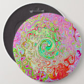 Groovy Abstrakt Retro Pastel Green Liquid Swirl Button (Vorne & Hinten)