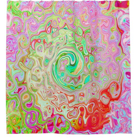 Groovy Abstrakt Retro Pastel Green Liquid Swirl Duschvorhang (Vorderseite)