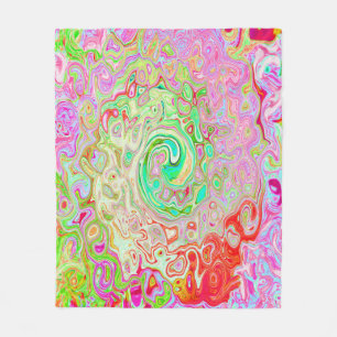 Groovy Abstrakt Retro Pastel Green Liquid Swirl Fleecedecke