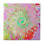 Groovy Abstrakt Retro Pastel Green Liquid Swirl Fliese (Vorderseite)
