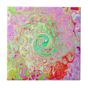 Groovy Abstrakt Retro Pastel Green Liquid Swirl Fliese