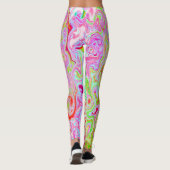 Groovy Abstrakt Retro Pastel Green Liquid Swirl Leggings (Rückseite)