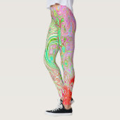 Groovy Abstrakt Retro Pastel Green Liquid Swirl Leggings (Links)