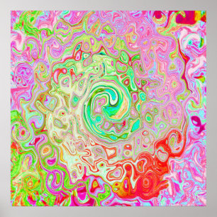 Groovy Abstrakt Retro Pastel Green Liquid Swirl Poster