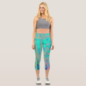 Groovy Abstrakt Retro Rainbow AtomWaves Capri Leggings (Vorderseite)
