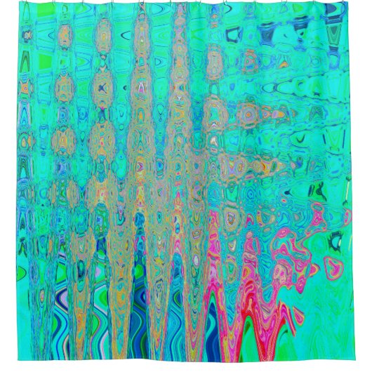 Groovy Abstrakt Retro Rainbow AtomWaves Duschvorhang (Vorderseite)