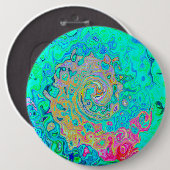 Groovy Abstrakt Retro Rainbow Liquid Swirl Button (Vorne & Hinten)