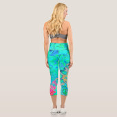 Groovy Abstrakt Retro Rainbow Liquid Swirl Capri Leggings (Rückseite)