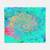 Groovy Abstrakt Retro Rainbow Liquid Swirl Fleecedecke (Vorderseite (Horizontal))