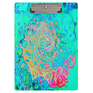 Groovy Abstrakt Retro Rainbow Liquid Swirl Klemmbrett