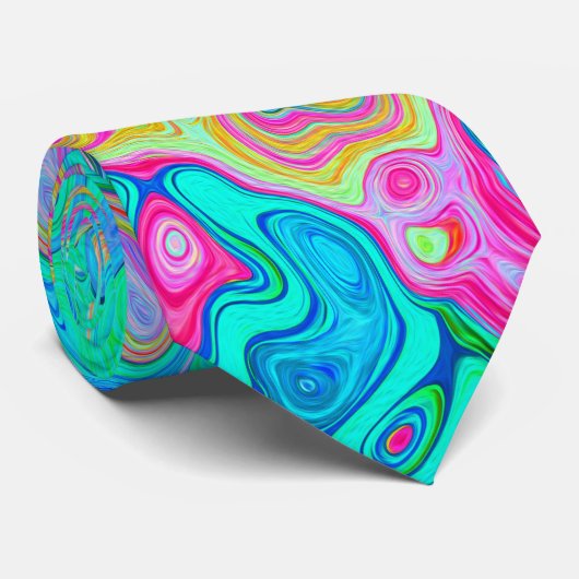 Groovy Abstrakt Retro Rainbow Liquid Swirl Krawatte (Gerollt)