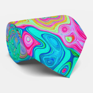 Groovy Abstrakt Retro Rainbow Liquid Swirl Krawatte
