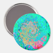 Groovy Abstrakt Retro Rainbow Liquid Swirl Magnet (Vorderseite/Rückseite)