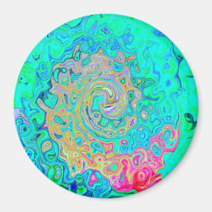 Groovy Abstrakt Retro Rainbow Liquid Swirl Magnet