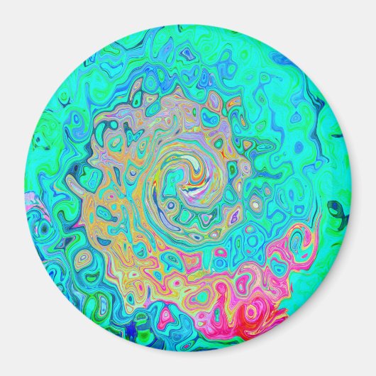 Groovy Abstrakt Retro Rainbow Liquid Swirl Magnet (Vorne)