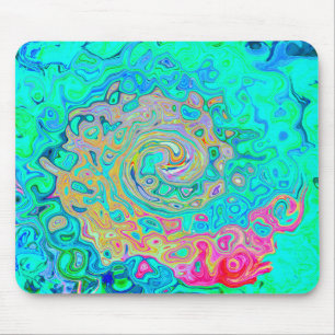 Groovy Abstrakt Retro Rainbow Liquid Swirl Mousepad
