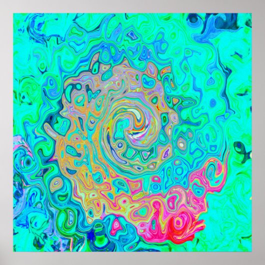 Groovy Abstrakt Retro Rainbow Liquid Swirl Poster (Vorne)