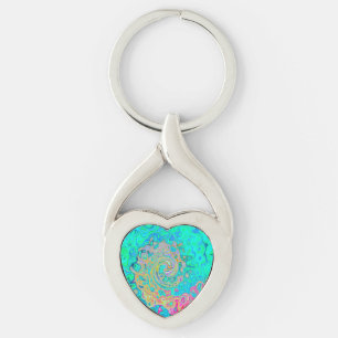 Groovy Abstrakt Retro Rainbow Liquid Swirl Schlüsselanhänger