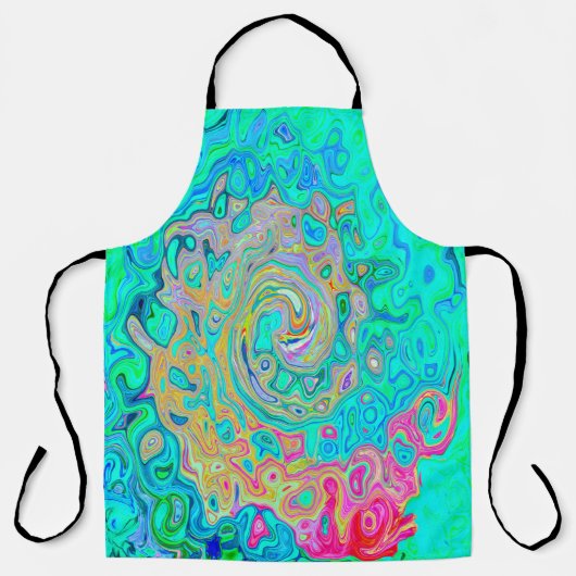 Groovy Abstrakt Retro Rainbow Liquid Swirl Schürze (Vorderseite)