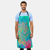 Groovy Abstrakt Retro Rainbow Liquid Swirl Schürze (Getragen)