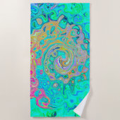 Groovy Abstrakt Retro Rainbow Liquid Swirl Strandtuch (Vorderseite)