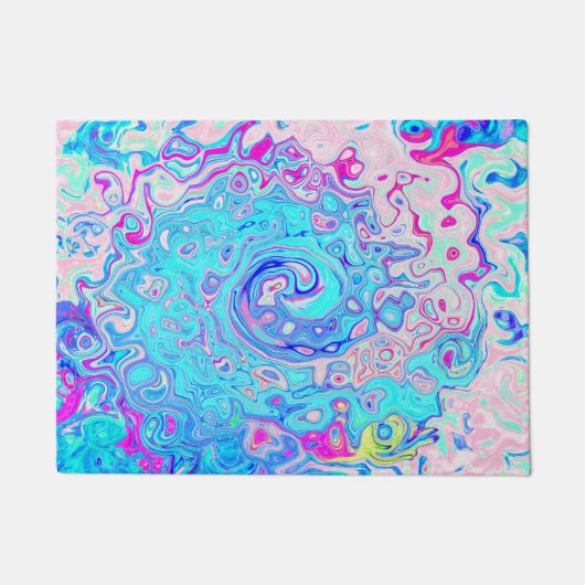 Groovy Abstrakt Retro Robin's Egg Blue Swirl Fußmatte (Vorderseite)