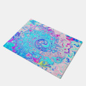 Groovy Abstrakt Retro Robin's Egg Blue Swirl Fußmatte (Schrägansicht)