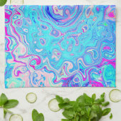 Groovy Abstrakt Retro Robin's Egg Blue Swirl Geschirrtuch (Gefaltet)