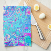 Groovy Abstrakt Retro Robin's Egg Blue Swirl Geschirrtuch (Viertel Falte)