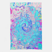 Groovy Abstrakt Retro Robin's Egg Blue Swirl Geschirrtuch (Vertikal)