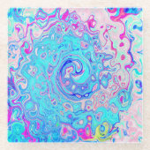 Groovy Abstrakt Retro Robin's Egg Blue Swirl Glasuntersetzer (Vorderseite)