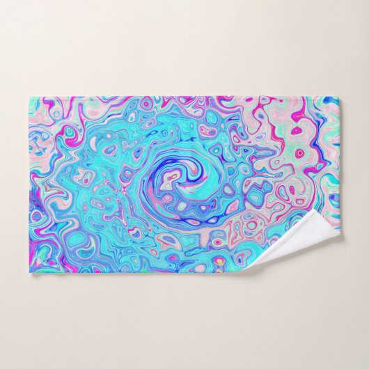 Groovy Abstrakt Retro Robin's Egg Blue Swirl Handtuch (Handtuch)