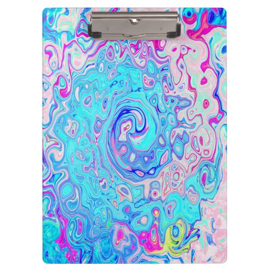 Groovy Abstrakt Retro Robin's Egg Blue Swirl Klemmbrett (Vorderseite)