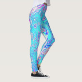 Groovy Abstrakt Retro Robin's Egg Blue Swirl Leggings (Rechts)