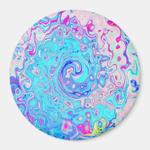 Groovy Abstrakt Retro Robin's Egg Blue Swirl Magnet