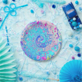 Groovy Abstrakt Retro Robin's Egg Blue Swirl Pappteller (Party)