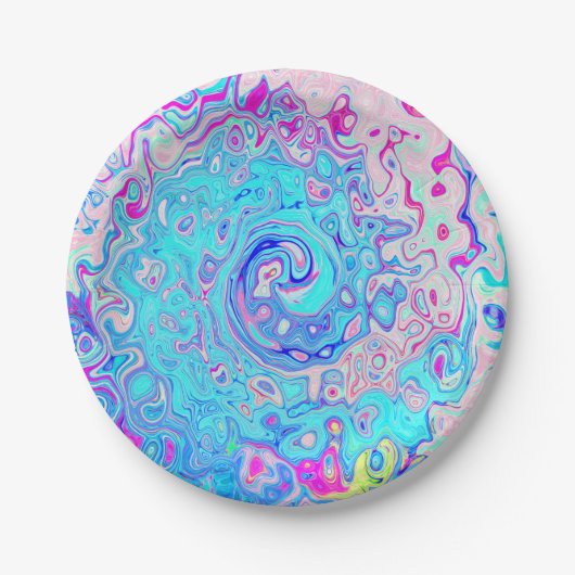 Groovy Abstrakt Retro Robin's Egg Blue Swirl Pappteller (Vorderseite)