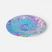 Groovy Abstrakt Retro Robin's Egg Blue Swirl Pappteller (Schrägansicht)
