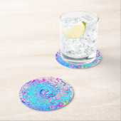 Groovy Abstrakt Retro Robin's Egg Blue Swirl Runder Pappuntersetzer (Vor Ort)