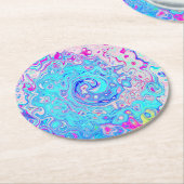 Groovy Abstrakt Retro Robin's Egg Blue Swirl Runder Pappuntersetzer (Angewinkelt)