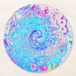 Groovy Abstrakt Retro Robin's Egg Blue Swirl Runder Pappuntersetzer