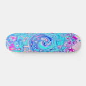 Groovy Abstrakt Retro Robin's Egg Blue Swirl Skateboard (Horizontal)